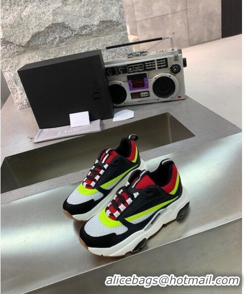 Low Cost Dior B22 Sneaker in Calfskin And Technical Mesh CD1318 Black/Red/Green 2020