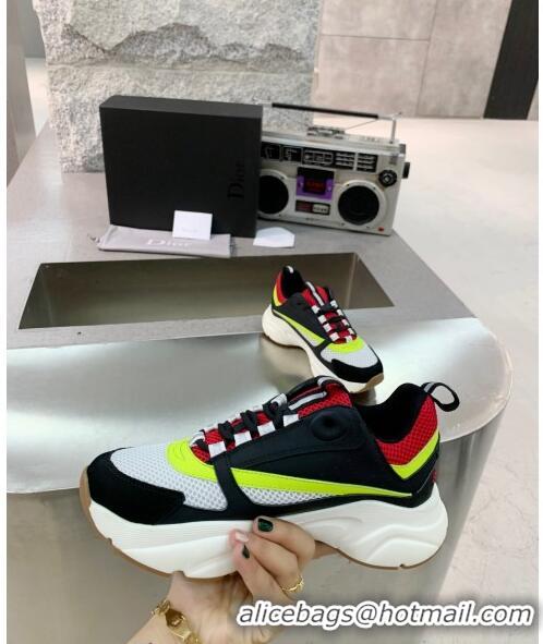 Low Cost Dior B22 Sneaker in Calfskin And Technical Mesh CD1318 Black/Red/Green 2020