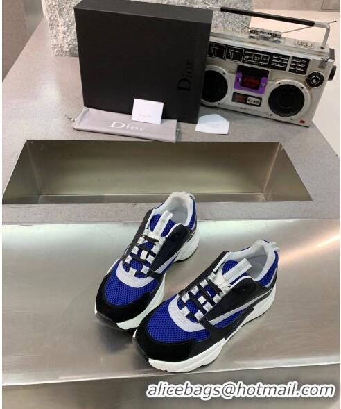 Inexpensive Dior B22 Sneaker in Calfskin And Technical Mesh CD1319 Royal Blue/Black 2020