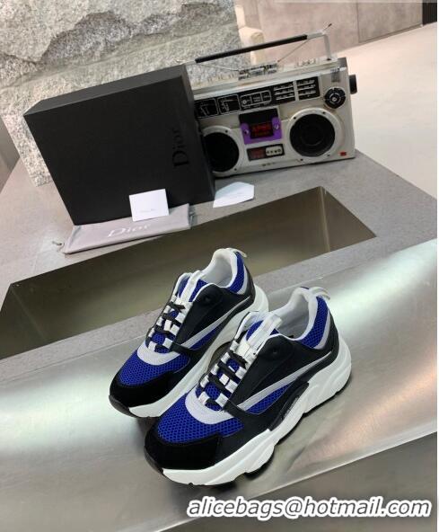 Inexpensive Dior B22 Sneaker in Calfskin And Technical Mesh CD1319 Royal Blue/Black 2020