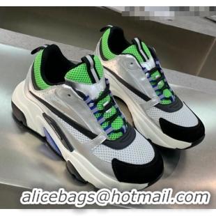 Duplicate Dior B22 Sneaker in Calfskin And Technical Mesh CD1320 Silver/Green 2020