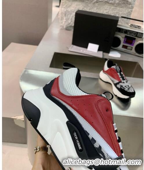 Famous Brand Dior B22 Sneaker in Calfskin And Technical Mesh CD1321 Green/Burgundy 2020