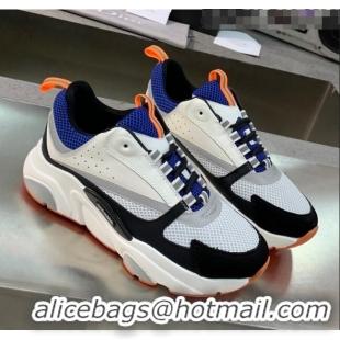 Inexpensive Dior B22 Sneaker in Calfskin And Technical Mesh CD1322 Black/Blue/Orange 2020