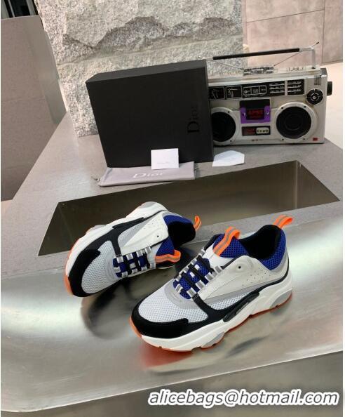 Inexpensive Dior B22 Sneaker in Calfskin And Technical Mesh CD1322 Black/Blue/Orange 2020