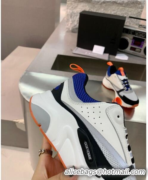 Inexpensive Dior B22 Sneaker in Calfskin And Technical Mesh CD1322 Black/Blue/Orange 2020