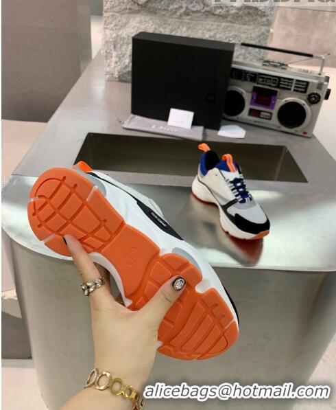 Inexpensive Dior B22 Sneaker in Calfskin And Technical Mesh CD1322 Black/Blue/Orange 2020