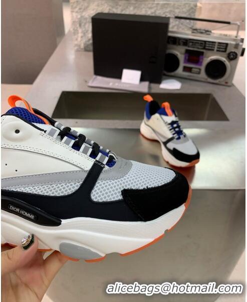 Inexpensive Dior B22 Sneaker in Calfskin And Technical Mesh CD1322 Black/Blue/Orange 2020