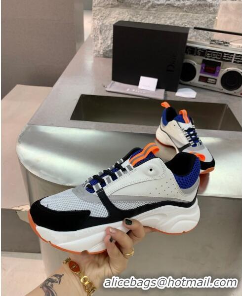 Inexpensive Dior B22 Sneaker in Calfskin And Technical Mesh CD1322 Black/Blue/Orange 2020