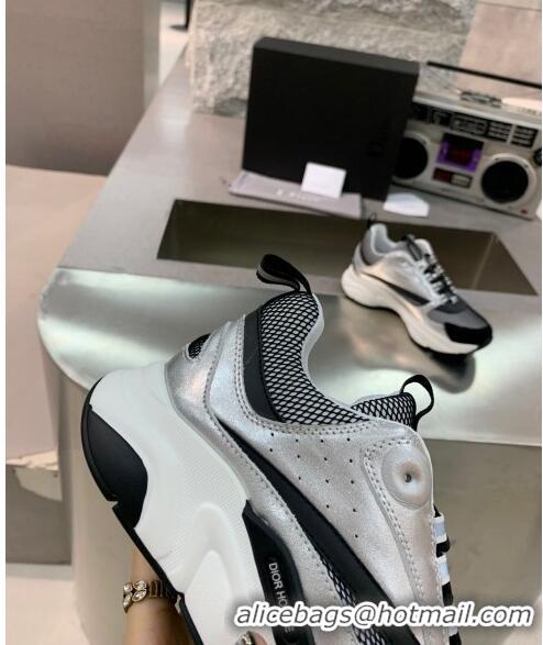 Cheapest Dior B22 Sneaker in Calfskin And Technical Mesh CD1323 Silver/Black/White 2020