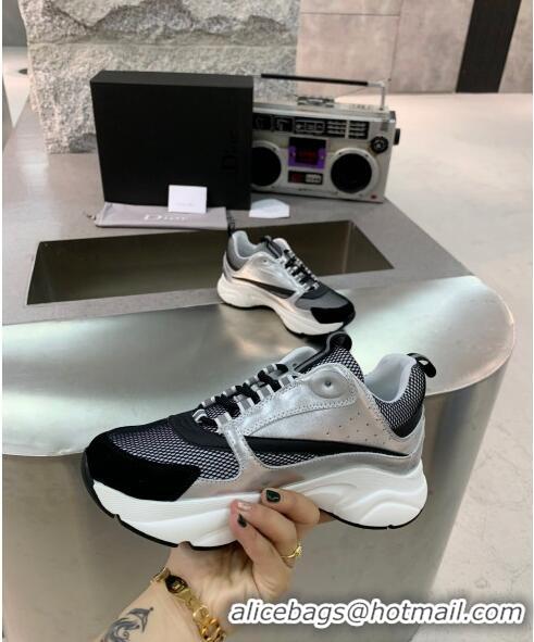 Cheapest Dior B22 Sneaker in Calfskin And Technical Mesh CD1323 Silver/Black/White 2020