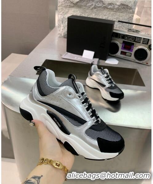 Cheapest Dior B22 Sneaker in Calfskin And Technical Mesh CD1323 Silver/Black/White 2020