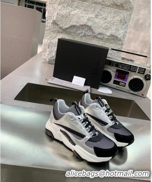 Cheapest Dior B22 Sneaker in Calfskin And Technical Mesh CD1323 Silver/Black/White 2020