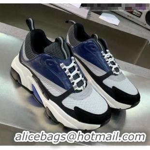 Discount Dior B22 Sneaker in Calfskin And Technical Mesh CD1324 Black/Blue/Dark Grey 2020