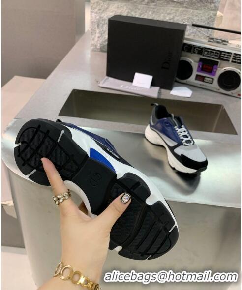 Discount Dior B22 Sneaker in Calfskin And Technical Mesh CD1324 Black/Blue/Dark Grey 2020