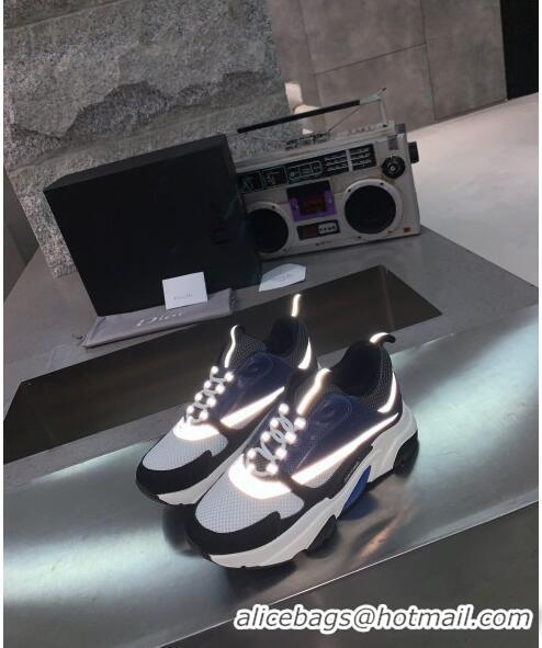 Discount Dior B22 Sneaker in Calfskin And Technical Mesh CD1324 Black/Blue/Dark Grey 2020