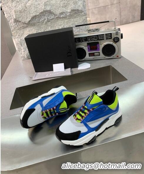 Dior B22 Sneaker in Calfskin And Technical Mesh CD1326 Bright Blue/Fluorescent Green 2020