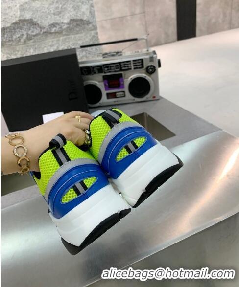 Dior B22 Sneaker in Calfskin And Technical Mesh CD1326 Bright Blue/Fluorescent Green 2020