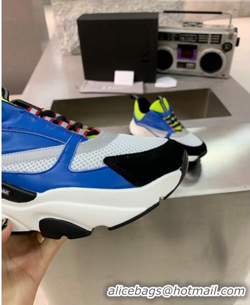 Dior B22 Sneaker in Calfskin And Technical Mesh CD1326 Bright Blue/Fluorescent Green 2020