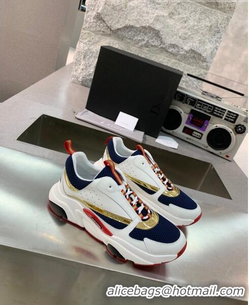 Cheapest Dior B22 Sneaker in Calfskin And Technical Mesh CD1336 White/Navy Blue 2020