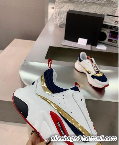 Cheapest Dior B22 Sneaker in Calfskin And Technical Mesh CD1336 White/Navy Blue 2020