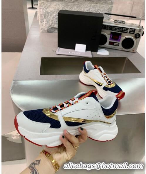 Cheapest Dior B22 Sneaker in Calfskin And Technical Mesh CD1336 White/Navy Blue 2020