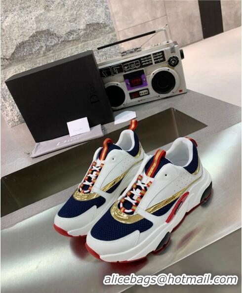 Cheapest Dior B22 Sneaker in Calfskin And Technical Mesh CD1336 White/Navy Blue 2020