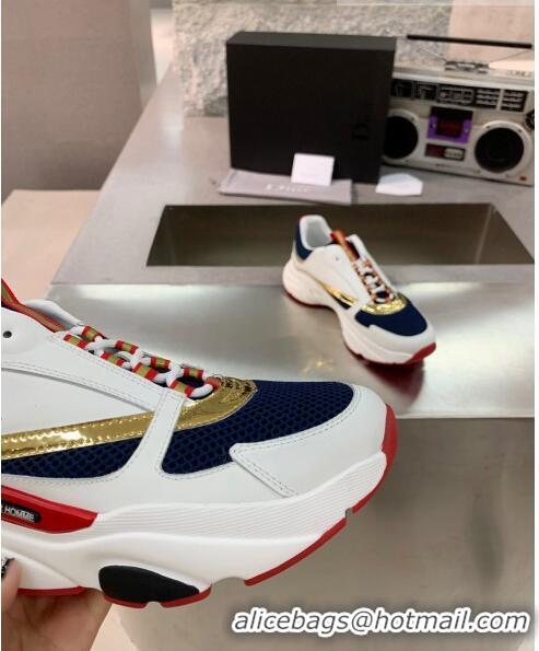 Cheapest Dior B22 Sneaker in Calfskin And Technical Mesh CD1336 White/Navy Blue 2020