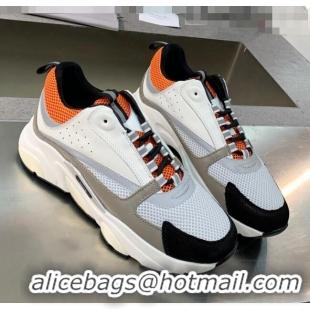 Buy Discount Dior B22 Sneaker in Calfskin And Technical Mesh CD1325 Grey/Orange/Black 2020