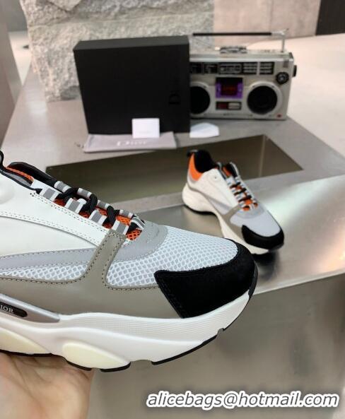 Buy Discount Dior B22 Sneaker in Calfskin And Technical Mesh CD1325 Grey/Orange/Black 2020