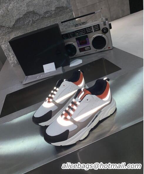 Buy Discount Dior B22 Sneaker in Calfskin And Technical Mesh CD1325 Grey/Orange/Black 2020