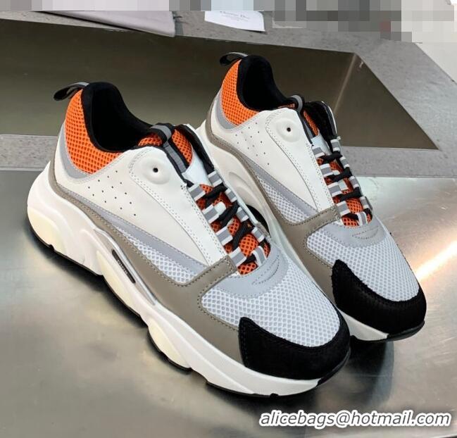 Buy Discount Dior B22 Sneaker in Calfskin And Technical Mesh CD1325 Grey/Orange/Black 2020