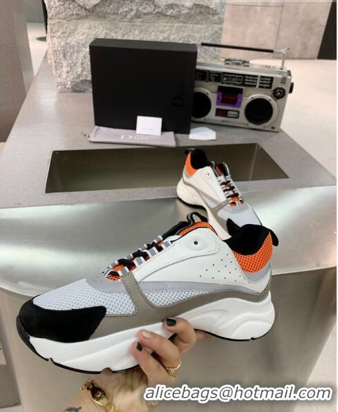 Buy Discount Dior B22 Sneaker in Calfskin And Technical Mesh CD1325 Grey/Orange/Black 2020