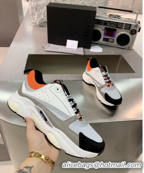 Buy Discount Dior B22 Sneaker in Calfskin And Technical Mesh CD1325 Grey/Orange/Black 2020