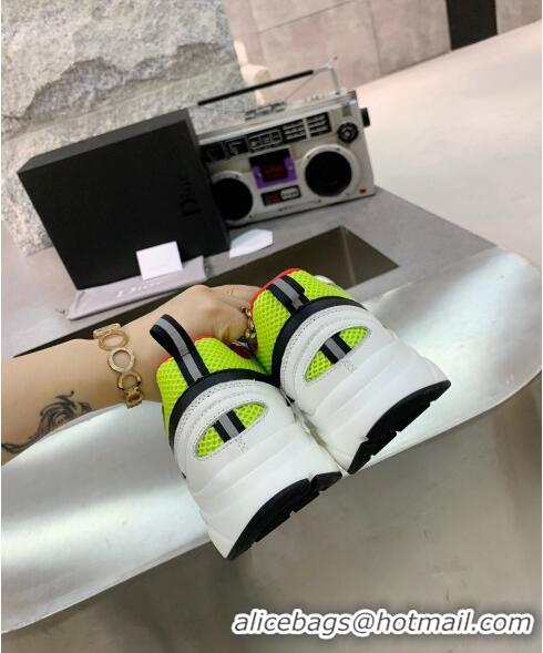 Duplicate Dior B22 Sneaker in Calfskin And Technical Mesh CD1327 Fluorescent Green/White/Red 2020