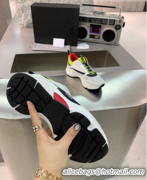 Duplicate Dior B22 Sneaker in Calfskin And Technical Mesh CD1327 Fluorescent Green/White/Red 2020