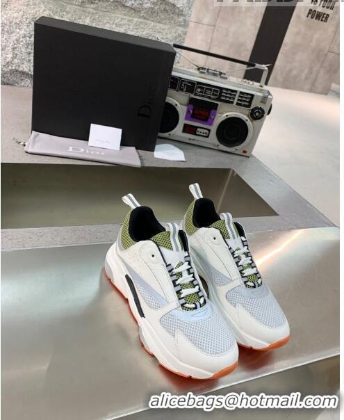 Duplicate Dior B22 Sneaker in Calfskin And Technical Mesh CD1329 White/Olive 2020