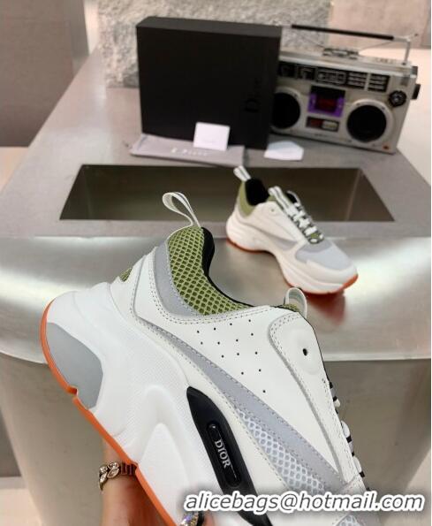 Duplicate Dior B22 Sneaker in Calfskin And Technical Mesh CD1329 White/Olive 2020