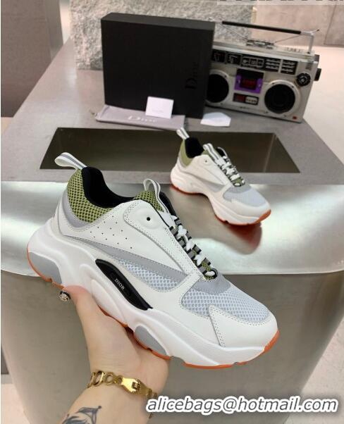 Duplicate Dior B22 Sneaker in Calfskin And Technical Mesh CD1329 White/Olive 2020