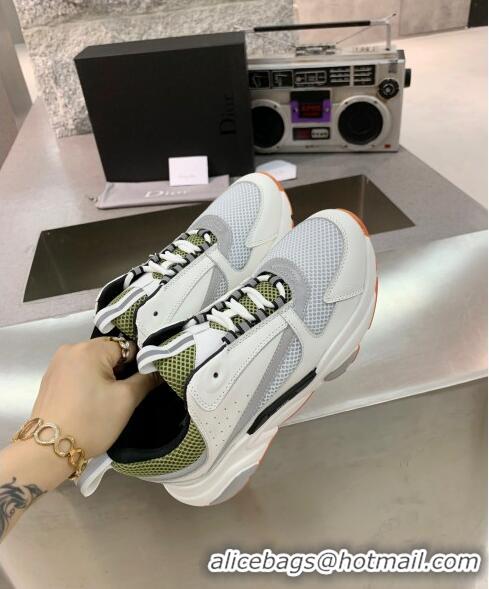 Duplicate Dior B22 Sneaker in Calfskin And Technical Mesh CD1329 White/Olive 2020