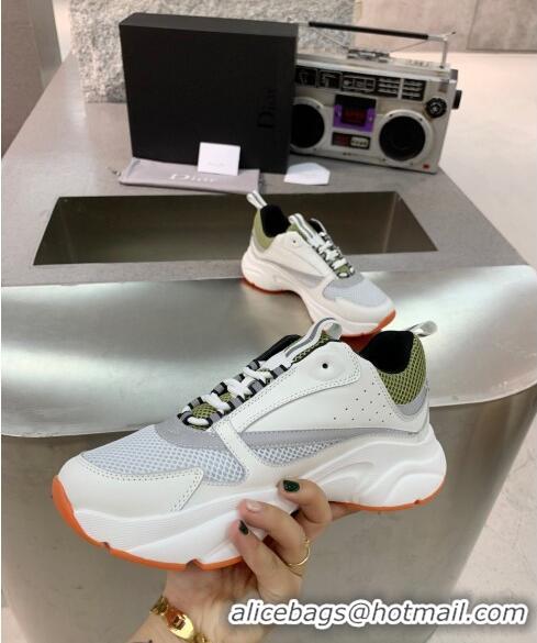 Duplicate Dior B22 Sneaker in Calfskin And Technical Mesh CD1329 White/Olive 2020