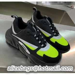 Promotional Dior B22 Sneaker in Calfskin And Technical Mesh CD1332 Black/Fluorescent Green 2020