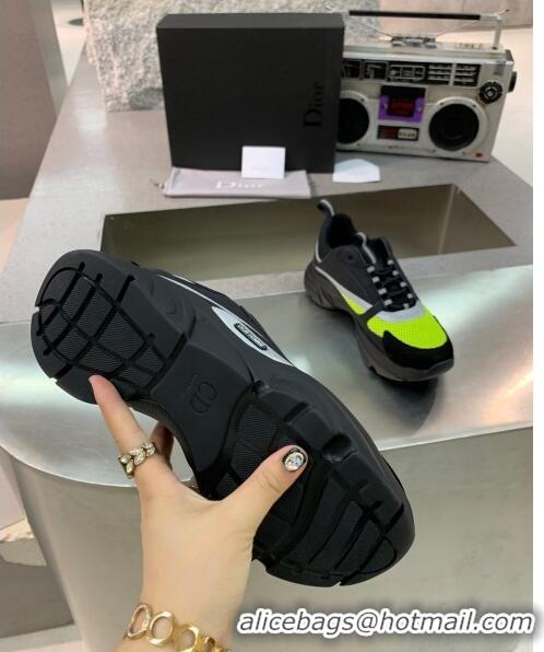 Promotional Dior B22 Sneaker in Calfskin And Technical Mesh CD1332 Black/Fluorescent Green 2020