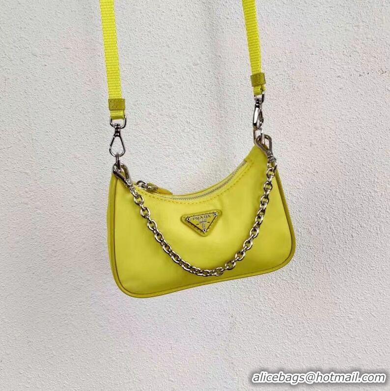 Best Price Prada Re-Edition nylon mini shoulder bag 1TT122 yellow