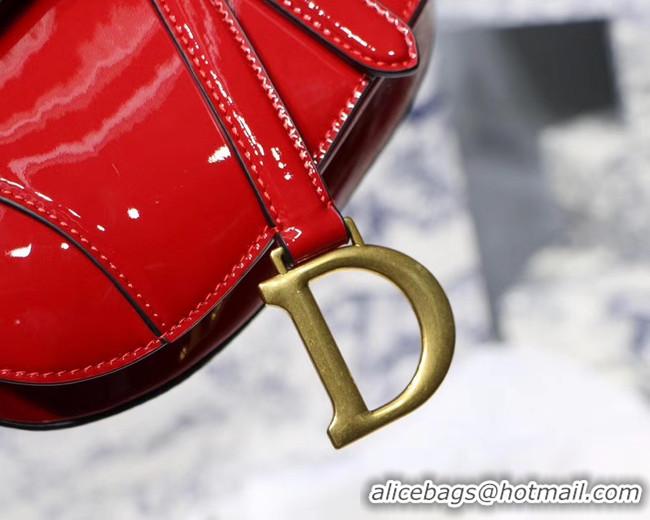 Luxury Dior MINI SADDLE BAG IN red patent calfskin M0447