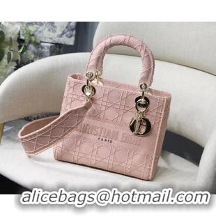 Good Looking LADY DIOR TOTE BAG IN EMBROIDERED CANVAS C4532 pink Gold Hardware