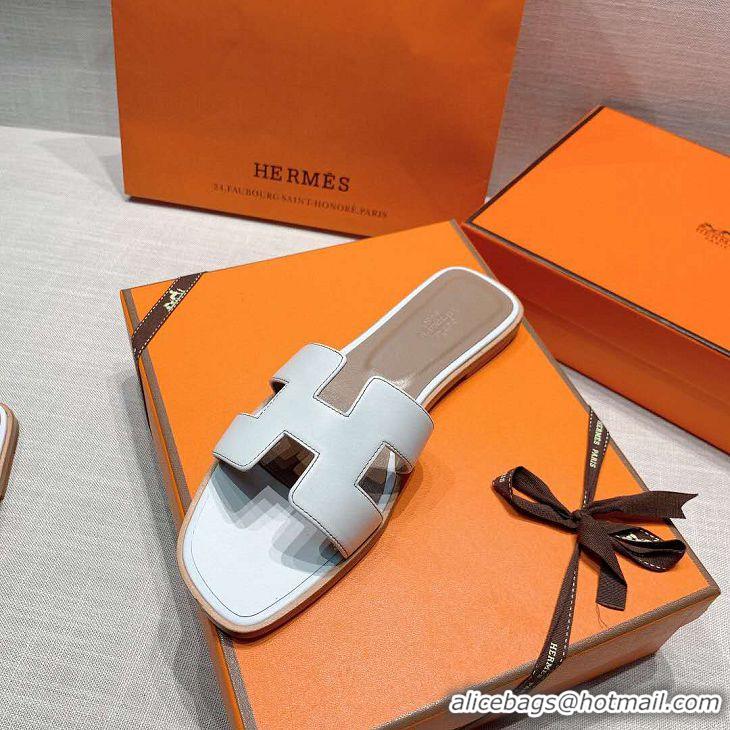 Top Quality Hermes Slipper Sandals in Original Leather H701032 White