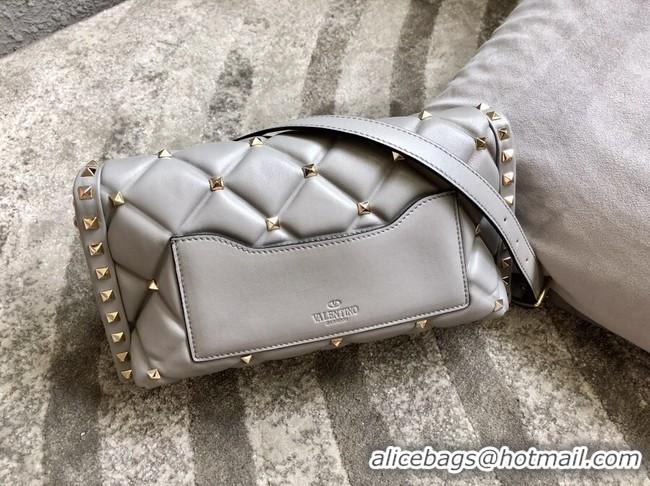 Luxury VALENTINO VLOCK Origianl leather shoulder bag 0053 grey