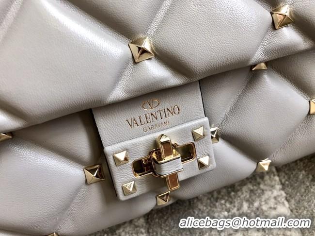 Luxury VALENTINO VLOCK Origianl leather shoulder bag 0053 grey