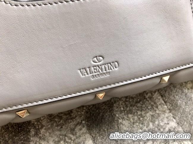 Luxury VALENTINO VLOCK Origianl leather shoulder bag 0053 grey