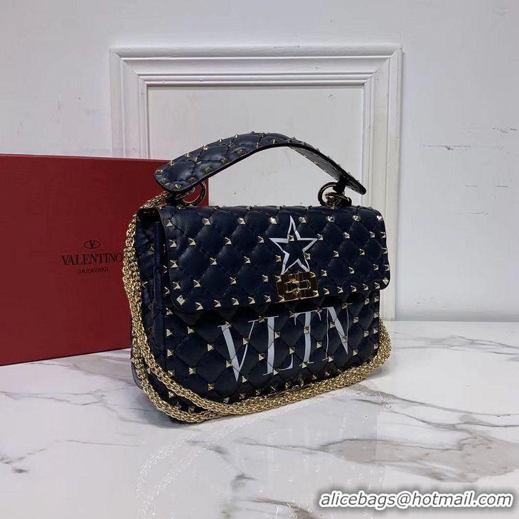 Best Price VALENTINO Origianl leather shoulder bag V0122H Pentagram Black